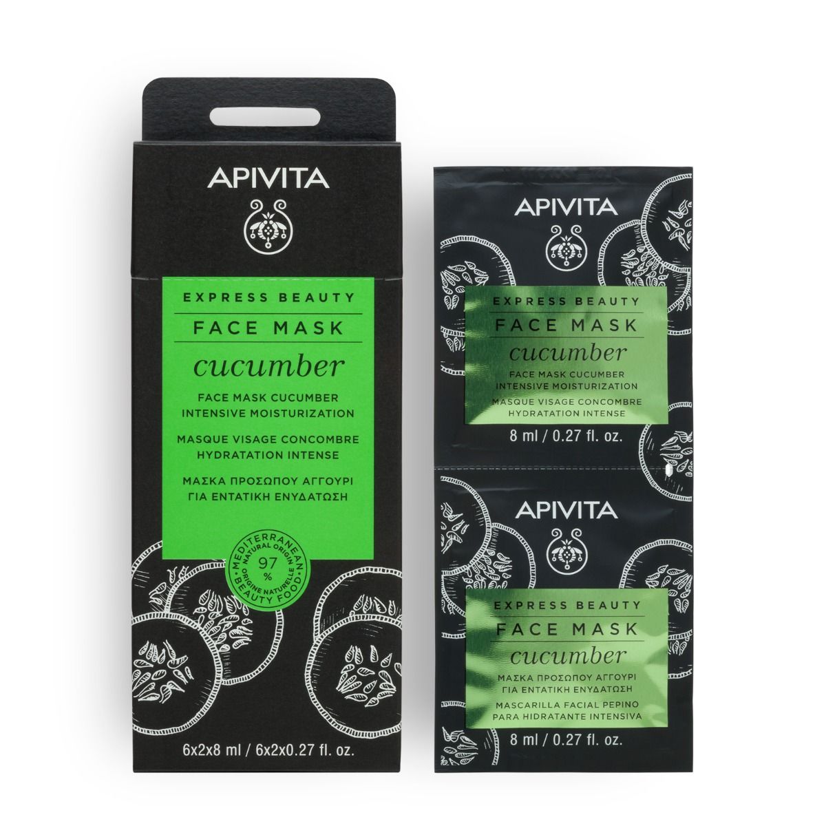 Apivita 青瓜高效保濕面膜 8ml*12片