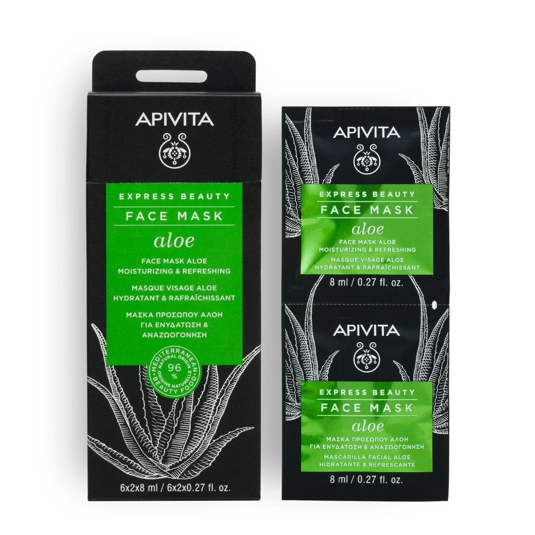 Apivita 蘆薈保濕清爽面膜 8ml*12片
