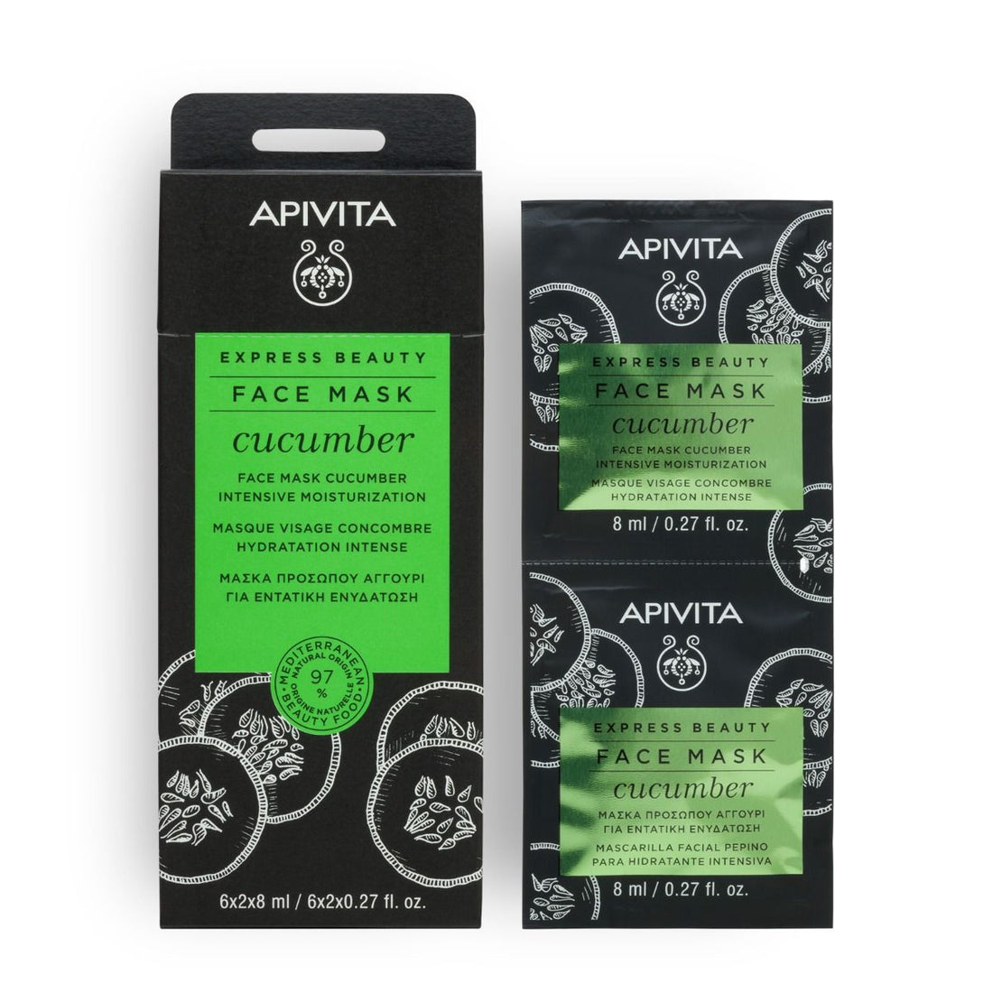 Apivita 青瓜高效保濕面膜 8ml*12片