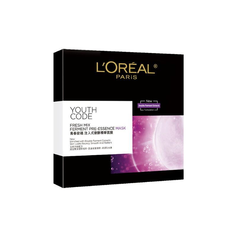Loreal Youth Code Infused Fermented Essence Mask [Black Essence Mask] 5 pieces