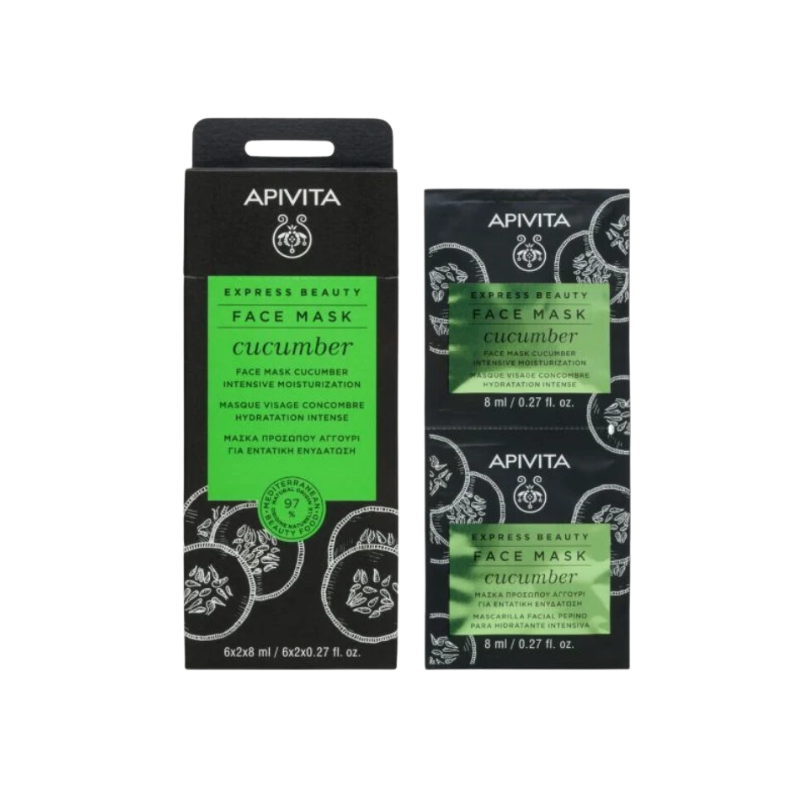 [Recent Clearance] Apivita Cucumber High-efficiency Moisturizing Mask 6x2x8ml [exp: 2504]